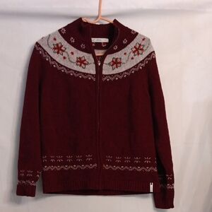 Woolrich Burgundy Nordic Knit Sweater Size Medium